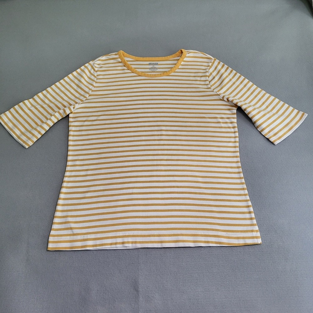 Duluth Trading 3/4 Sleeve Striped Crewneck T-Shirt 100% Cotton Women's Size XL